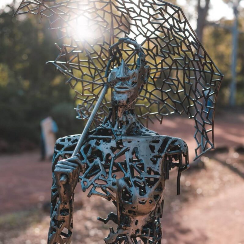 Metal lady in the bush sculpture submitted to Sculpture on the Scarp