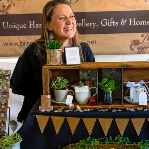 Stallholder selling plants