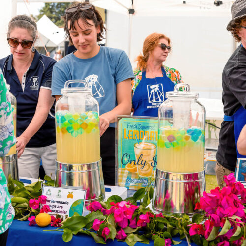 Patrons pouring lemonade