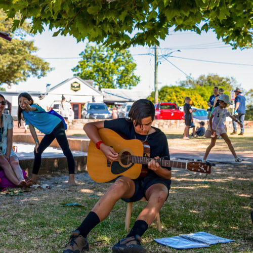 Boy playing the guitar